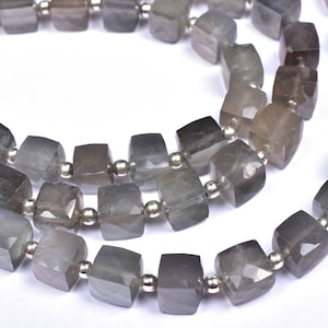 Grey Moonstone Faceted Box Shape Beads 7-8mm Moonstone Square Shape 7&quot; Strand .b1386
