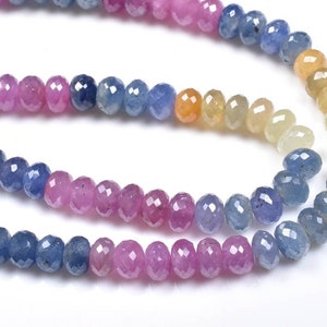 Multi Sapphire Faceted Rondelle Beads 6-8mm Untreated Bead AAA Quality 18"Strand ..b1335