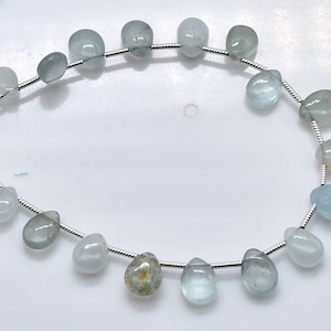 Multi Aquamarine Smooth Pear Shape Briolette Beads Good Quality Aquamarine Plain Pear 8 - 8.50mm Long 6&quot;Strand ..LT-149p8