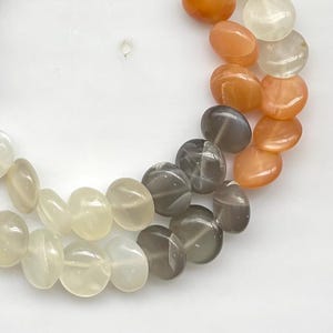 8-10mm Natural Multi Moonstone Smooth Plain Button Shape Beads , 15.5"Strand..b428