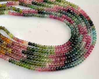 Natural Multi Tourmaline Plain Rondelle Beads 4 To 5mm AAA Quality Smooth Colorful Gemstone Spacer Beads for Jewelry Craft.LT-171