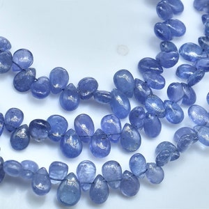 Tanzanite Smooth Pear Shape Briolette Beads Good Quality Tanzanite Plain Pear 5.50 - 6.50mm long 7&quot;Strand 60besds .LT-186(P6