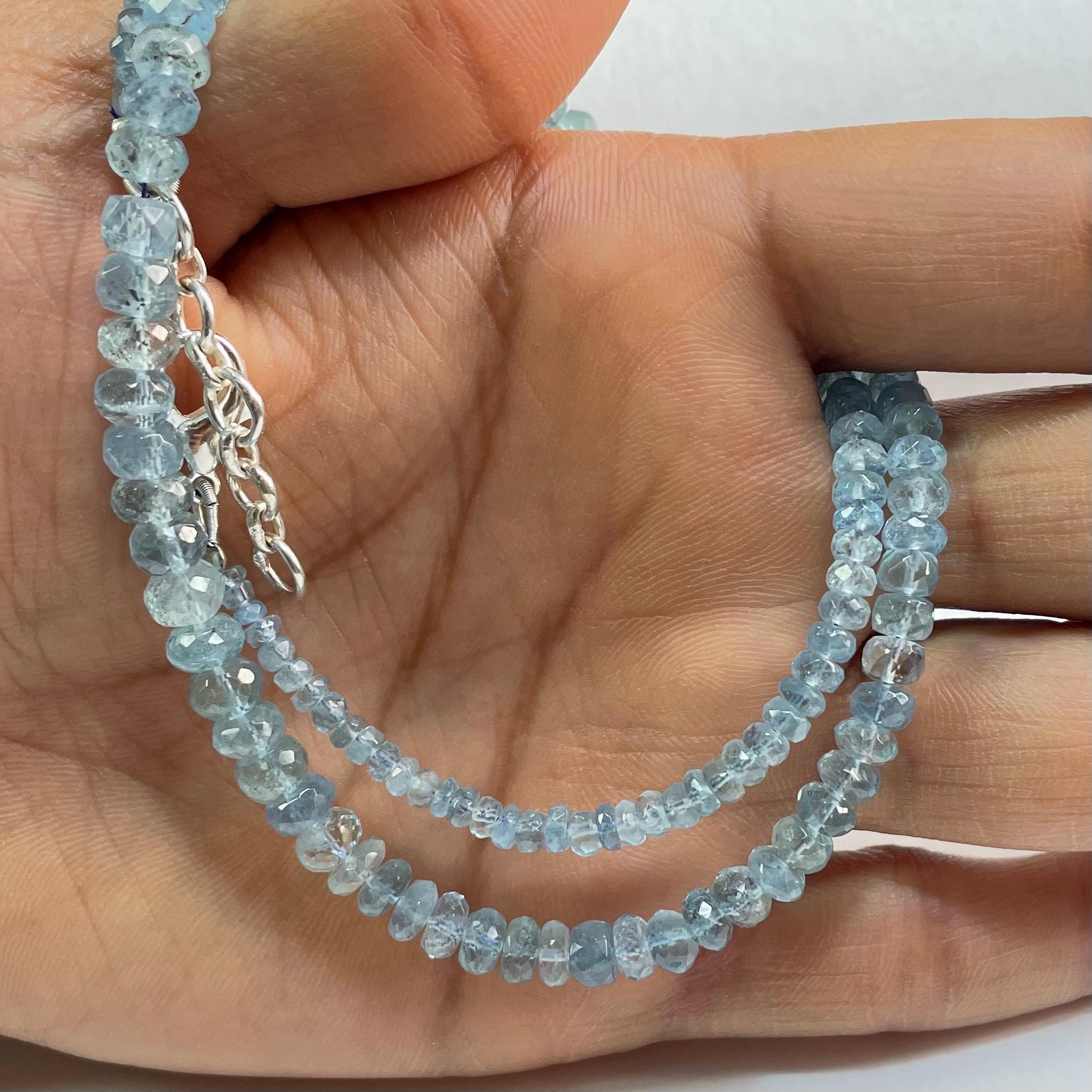 Collier Rétro En Perle Facettée Bleu Aigue-Marine - Occasion, Style Vintage