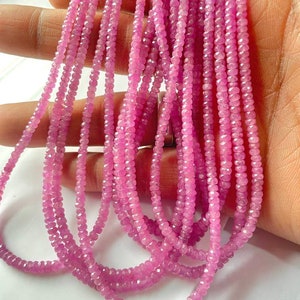 Unheated Pink Sapphire Faceted Rondelle Shape Beads, Fine Quality Natural Precious Gemstone Beads, No Treatment 16&quot;Strand .LT-183