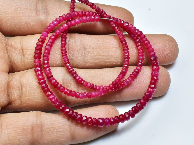 Rondelle Beads 15 Strand ..b1626 2.50-3.50mm Natural Ruby Faceted Rondelle Dyed Beads