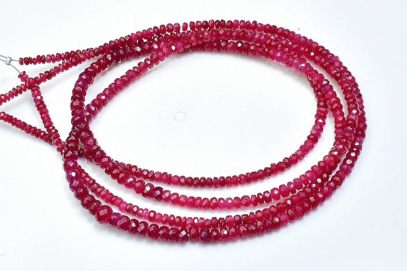 Rondelle Beads 15 Strand ..b1626 2.50-3.50mm Natural Ruby Faceted Rondelle Dyed Beads