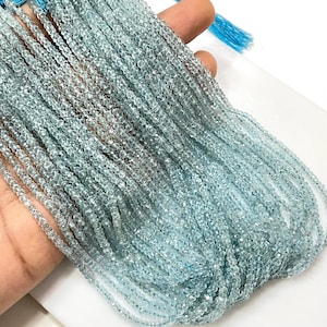 Sky Blue Topaz Faceted Rondelle Beads AAA Quality Natural Gemstone Beads 3-3.50mm 12.75&quot; Strand .b026