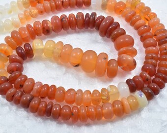 Mexican Fire Opal Smooth Rondelle Shaded Beads 4-8mm Good Quality  17" Strand .LT-225(1)