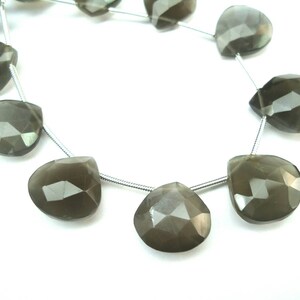 Grey Moonstone Faceted Heart Shape Briolette Beads 13 - 13.5 mm 6&quot;Strand 10Beads .b113