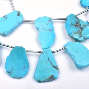 Arizona turquoise Smooth Slice beads , Fancy Shape , 15×21 - 14×22mm , 11Beads , 8&quot;Strand...b1167