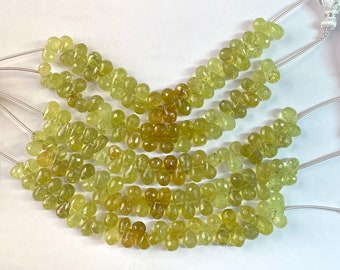 Lot De 10 Perles Briolette Grenat Rouge Facettées - Forme Poire, Percées Haut, Qualité AAA++, Fait Main En Inde