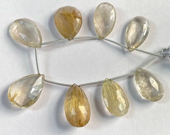 Quartz Rutile Doré Naturel - Briolette Poire/lis 14x9 à 18x10 Mm - 309 Carats - Brésil