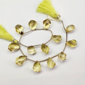 Lemon Quartz Twisted Drops Natural Gemstone Loose Beads 10×12 - 10×16mm 9&quot;Strand .b1036