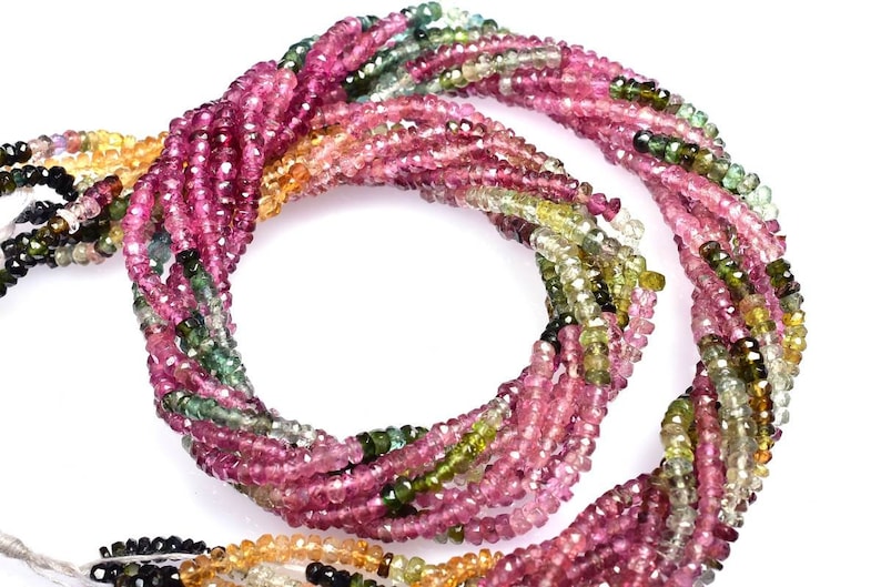 Good Quality 14 Strand #b1455 Multi Tourmaline Faceted Rondelle Beads 2.50 mm