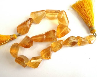 Citrine Faceted Nugget Shape Beads Citrine Fancy shape 10×10 - 14×23mm , 8" Strand 16beads .b792