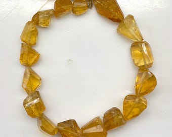 Natural Citrine Quartz Faceted Nugget Beads, Yellow Gemstone Fancy Shape for Jewelry Making Supplies November Birthstone 16 Beads .B1923