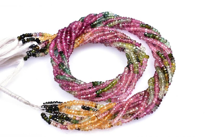 Good Quality 14 Strand #b1455 Multi Tourmaline Faceted Rondelle Beads 2.50 mm