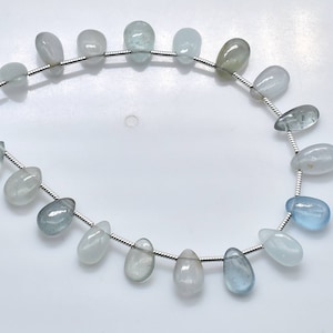 Multi Aquamarine Smooth Pear Shape Briolette Beads Good Quality Aquamarine Plain Pear 8 - 10mm Long 6&quot;Strand ..LT-149p7