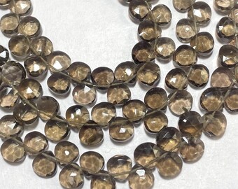 スモーキークォーツファセットハートシェイプブリオレット、5-6mm