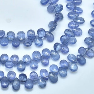 Tanzanite Smooth Pear Shape Briolette Beads Good Quality Tanzanite Plain Pear 6 - 7mm long 7&quot;Strand 56besds .LT-186(P8