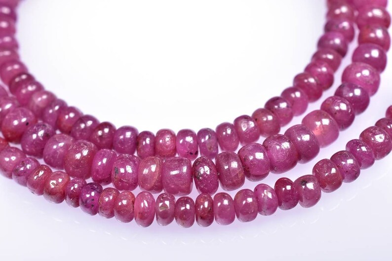 16 Strand..b1454 Gemstone 3-4mm Natural Ruby Smooth Plain Rondelle Beads AAA+ Quality