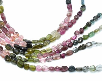 Multi Color Tourmaline Smooth Nuggets, Natural Tourmaline Beads, Uneven Shape Plain Gemstone Beads, Jewelry Making 4x5 - 5x7mmvl .LT-119B