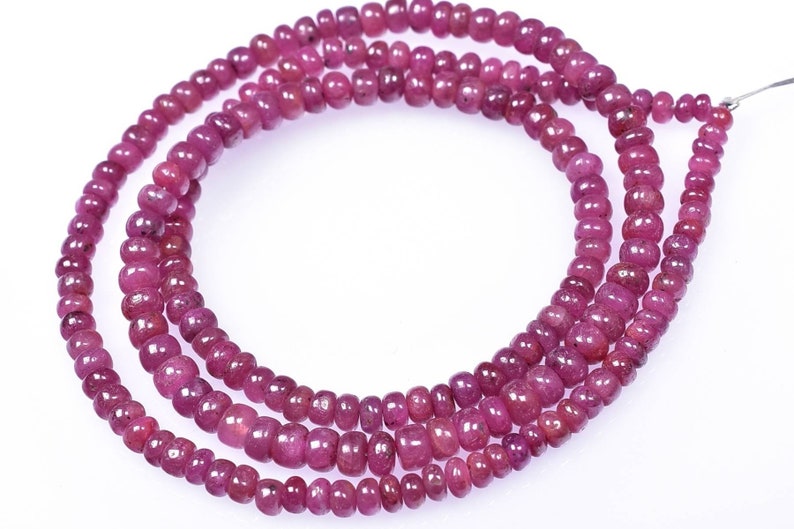 16 Strand..b1454 Gemstone 3-4mm Natural Ruby Smooth Plain Rondelle Beads AAA+ Quality