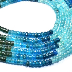 Rondelle à facettes en apatite de bonne qualité, 5,50 mm, multi-rondelle d&#39;apatite, pierre précieuse naturelle pour bijoux, brin de 14 po. LT-67D