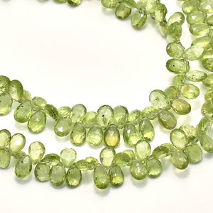 Peridot Faceted Pear Shape Briolette Beads Peridot Almond Shape Peridot Pear 5 - 5.50mm Long 8&quot;Strand .LT-125A