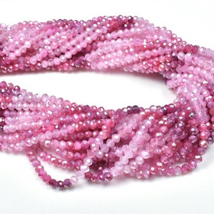 Schöne Mondstein Rosa Farbe beschichtet Rondell Facettierte Shaded Perlen, 3 mm, 13 &quot;strang.#b37
