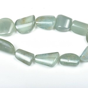 Natural Aquamarine Smooth Plain Nugget Beads , 12×20 - 12×25mm(aprx) , 9&quot;Strand ,11beads.#b842