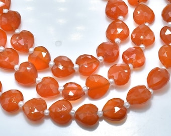 Natural Carnelian Heart Shape Beads 10mm AAA Faceted Briolette, Orange Gemstone Strand for Jewelry Making ..LT-180(1)