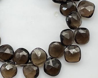 Natural Smoky Quartz Faceted Cushion Briolette Beads, Brown Quartz Gemstone Beads, AAA Quality Jewelry Making Supplies 40Beads. b1938