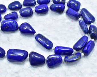 Lapis Lazuli Smooth Plain Nugget Beads Lapis Fancy Shape 8×10 - 10×15mm 14" Strand 26beads..b1567