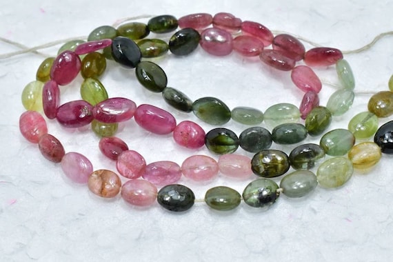 Natural Multi Tourmaline Smooth Nugget Beads, 5×6-5x7mm Genuine Multicolor Gemstone Strand, Earth Mined Stone for Jewelry Making 16" .b1553
