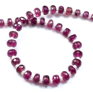 Rubellite Faceted Rondelle Beads Rubellite Tourmaline Rondelle 5 - 6mm Natural Gemstone Beads For Jewellery 6&quot;Strand 30Beads .LT-75P9