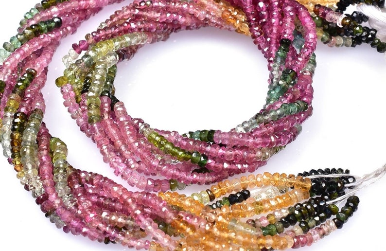 Good Quality 14 Strand #b1455 Multi Tourmaline Faceted Rondelle Beads 2.50 mm