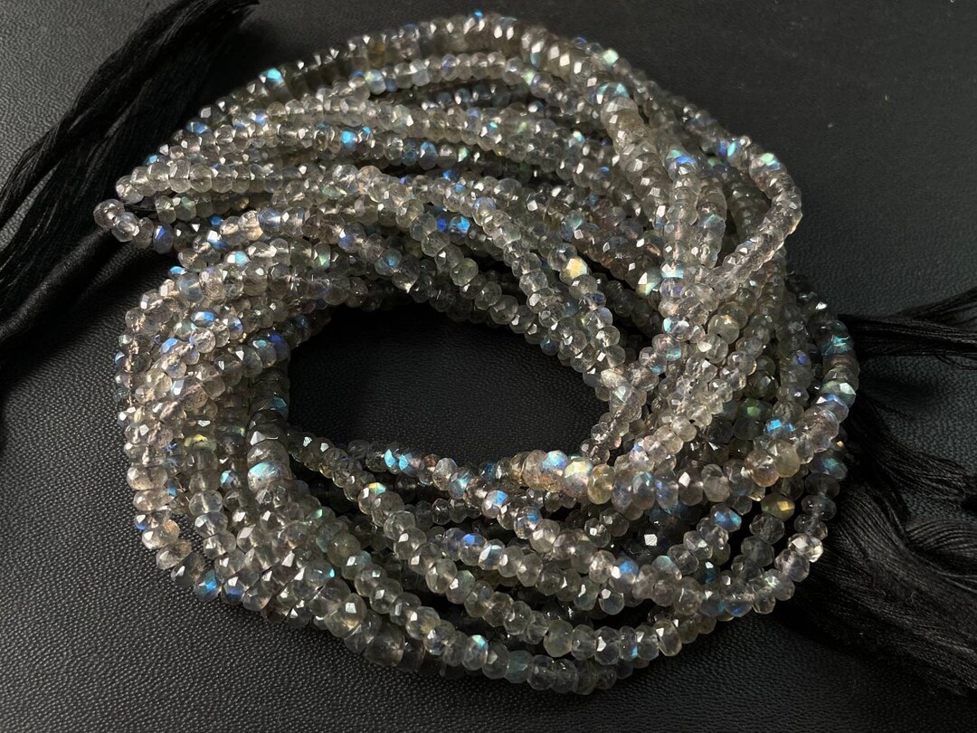 Collar De Cadena Larga De 45 Cm Con Labradorita Azul Brillante En