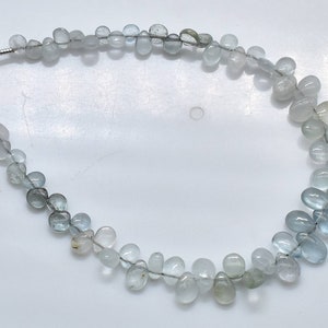 Multi Aquamarine Smooth Pear Shape Briolette Beads Good Quality Aquamarine Plain Pear 4 - 6mm Long 6&quot;Strand ..LT-149p12