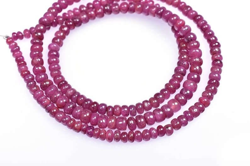 16 Strand..b1454 Gemstone 3-4mm Natural Ruby Smooth Plain Rondelle Beads AAA+ Quality