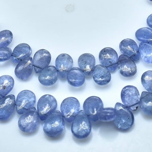 Tanzanite Smooth Pear Shape Briolette Beads Good Quality Tanzanite Plain Pear 7 - 8mm long 7&quot;Strand 50besds .LT-186(P5