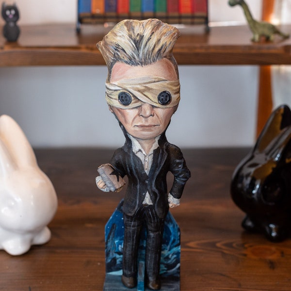 David Bowie Blackstar Kunstpuppe, handgemalte Kunst, handgemachte Puppe, handgefertigte Puppe, Sammlerpuppe, Geschenk für einen Musiker