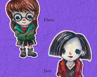 Daria Morgendorffer Sticker, Gruselig niedlich, Kindheit Nostalgie, Sticker Set, gruselig niedlich, Aquarell Sticker, 90er Jahre Nostalgie