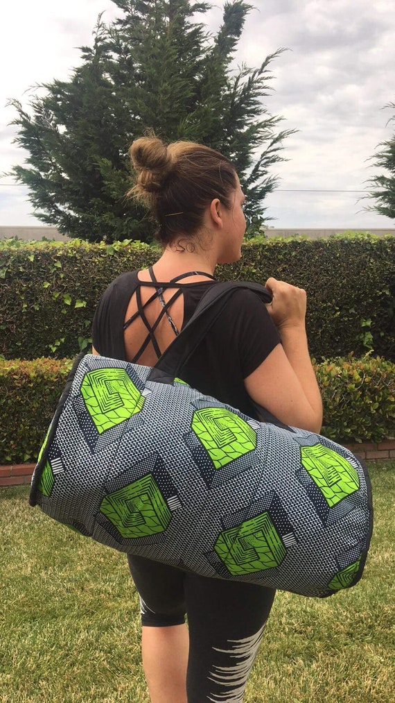 lime green duffle bag