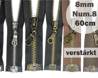 Zipper metal tooth 8 mm Num8 length 60 cm divisible reinforced black brown metal zipper zipper jacket zipper