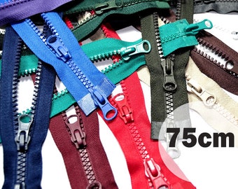 2 way zipper divisible 75 cm 5 mm plastic tooth cramps jacket zipper Parka zipper 5 mm black brown red blue grey khaki beige