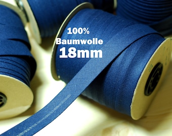 Paspelband Einfassband 18mm Baumwolle Schrägband  Meterware navy blau gefalzt bias tape Gesichtsmaske nähen Mund Nase Maske Befehlsmaske