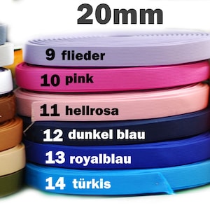 Gummiband 20mm Wäschegummi Gummilitze 20 Farben im Angebot elastic tape gummikordel gummi für Bademode Unterwäsche
