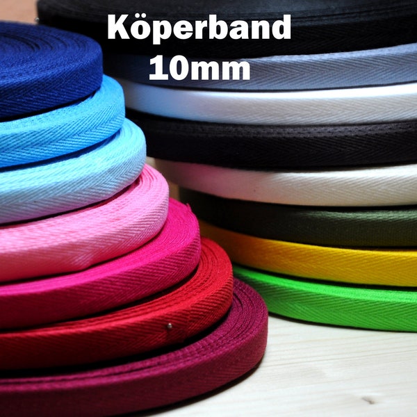 Köperband Nahtband twill tape 10mm Baumwolle 15 Farben für Hoodies, Jacken, Scrapbooking, Bastelprojekte, kreativ Geschenke verpacken