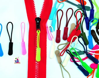 Zipper puller black grey white khaki beige brown green turquoise blue violet pink wine red orange yellow